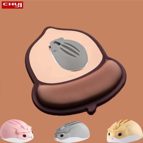 CHUYI 2.4G Wireless Mouse Pink Mini Hamster Cartoon Mice Ergonomic Mini 3D Optical Mause With Cute Mouse Pad For PC Laptop Gift