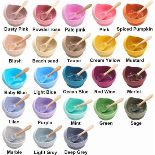 Chenkai 5Set 23 color Silicone Baby Feeding Tableware Waterproof Spoon Non-Slip Feedings Silicone Bowl Tableware Baby Products