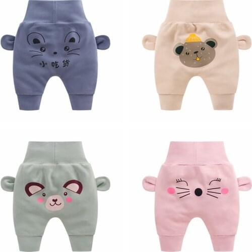 Baby Cute Pants Kids Baby Boys Girls Cartoon High Waist Protection Belly Children Toddler Spring Autumn Newborn Infant Trousers