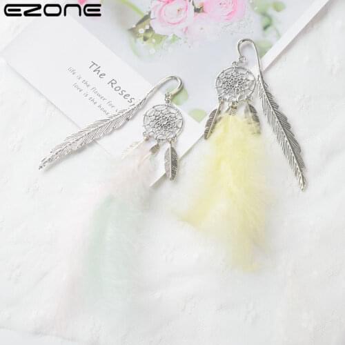 EZONE 1PC Creative New Dream Catcher Pendant Bookmark Girly Heart Feather Metal Hollow Book Paging Folder Learning Stationery