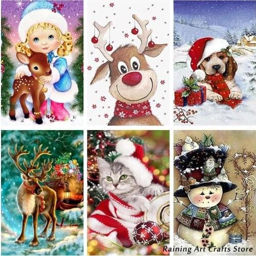 Diamond Painting Christmas Snowman Elk Cat Dog Full Square/round Drill Embroidery Cross Stitch Art Mosaic Pictures Home Decor