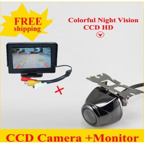 2 in 1 HD CCD backup reversing Camera +4.3" HD Car Mirror Monitor , Rear view mirror monitor car parking Rearview camera