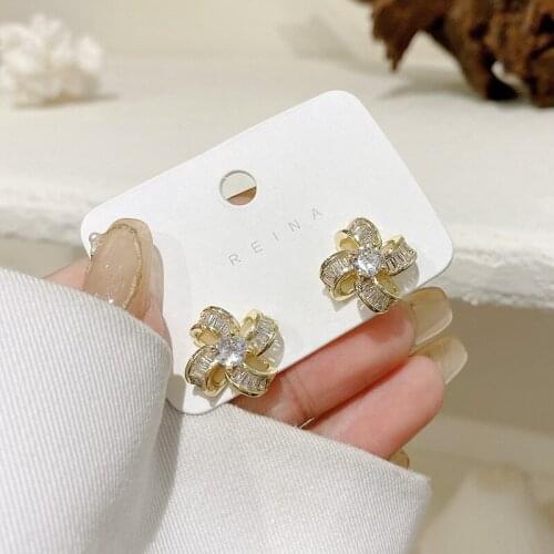 Fashion Retro High-End Windmill Zircon Earrings Korean Net Red Personalized 2021 New Trendy Ear Jewelry