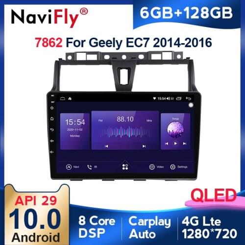 New 6GB+128GB Octa Core QLED 1280*720 Android 10 Car Radio Navigation GPS Player For Geely Emgrand EC7 2014 - 2016 No 2 Din DVD