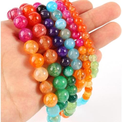 Wholesale Dragon Pattern Agates Beads Natural Stone Beads for Jewelry Making Loose Spacer Round DIY Necklace Bracelet