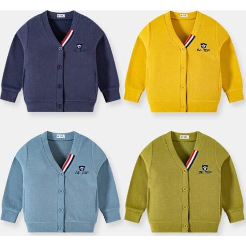 Autumn Baby Boys V-Neck Sweater Cardigans Toddler Girls Jumper Knitwear Kids Long-Sleeve Cotton Sweater Coat Children Clothes