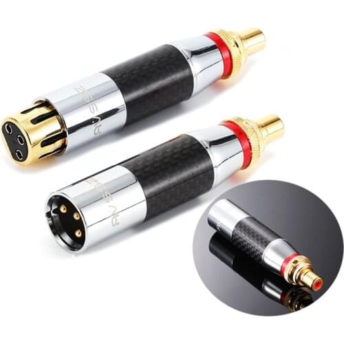 1Pcs balanced XLR to RCA socket carbon fiber gold-plated adapter YS125 for audio signal transmission power amplifier speakers