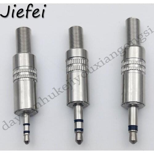 50pcs Smooth 1/8" 3.5mm /2.5mm 2 3 pole mono Stereo Metal plug Audio Adaptor Connector DIY With Spring Solder Wire Terminals