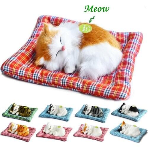 Plush Toys Lovely Simulation Doll Plush Animal Cats Sleeping Toy Real Life Plush with Sound Toy Kids Girl Birthday Gift for Kids
