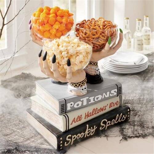 Witch Hands Snack Bowl Stand Resin Desktop Ornament Halloween Home Party Decoration GQ