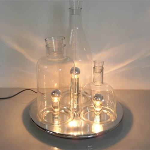 Modern minimalist personality fashion glass bottle lamp bedroom bedside study cafe special glass table lamp led lighting fixture
