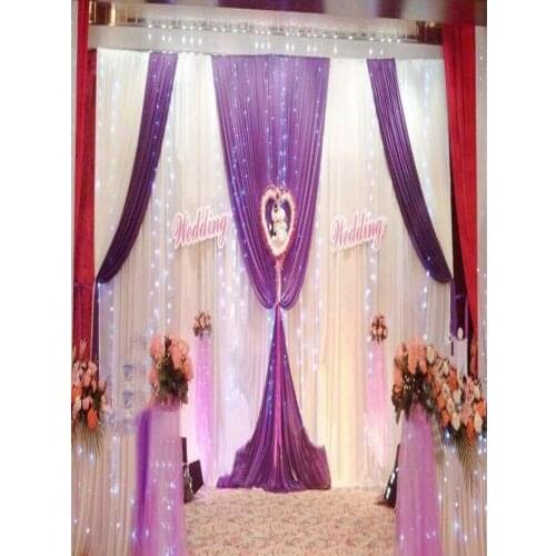3*6m Wedding Party Stage Celebration Background Satin Curtain Drape Pillar Ceiling Backdrop Marriage decoration