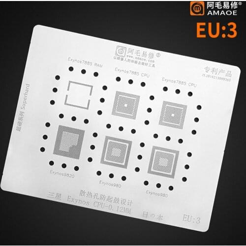 BGA Reballing Stencil for Samsung Exynos 9820 980 7885 CPU Tin Planting Soldering Net