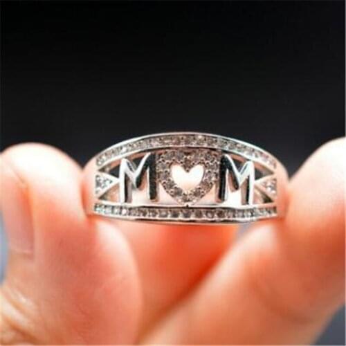 UUNCIO Ring Gift for Mommy 18K White Gold Plated Zircon Heart Ring High Quality Romantic decorative pattern Rose Gold Ring