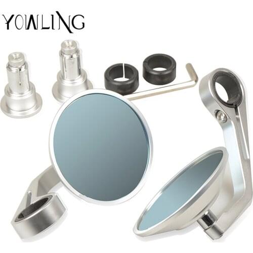 YOWLING Motorcycle Bike Bar Ends Side Mirrors Fit Sports Racing Bike 22MM Handlebar End Adjustable Aluminum Glass Mirror