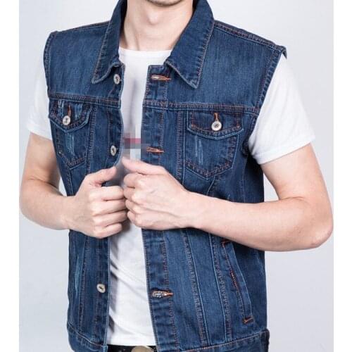 ZA1465 2020 new spring autumn Youth pop men slim sleeveless big size handsome fashion denim vest cheap wholesale