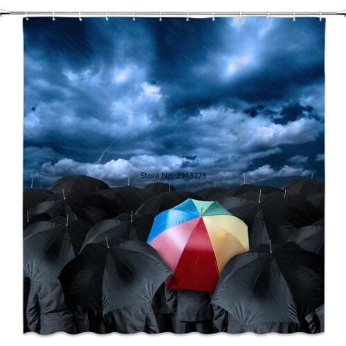 Colored Umbrella Shower Curtain personality Rainy Day Bath Curtain Oil Printed Waterproof Curtain With Hooks Home Art Decor