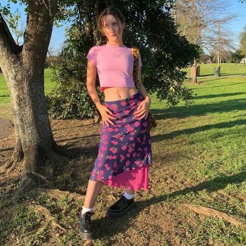 2021 New Summer Woman Ladies Boho Skirt Soft Mesh Floral Long Skirts Bottom Beachwear Sundress Clothes