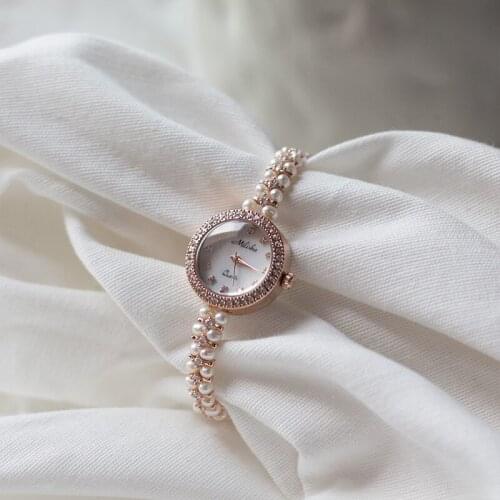 Medieval light luxury pearl bracelet retro watch womens smal lexquisite fashion lady Watch