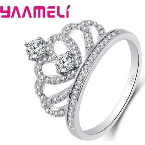 925 Silver Princess AAA Zircon Wedding Rings for women Austria Crystals Engagement Rings Female Bijoux Top Quality