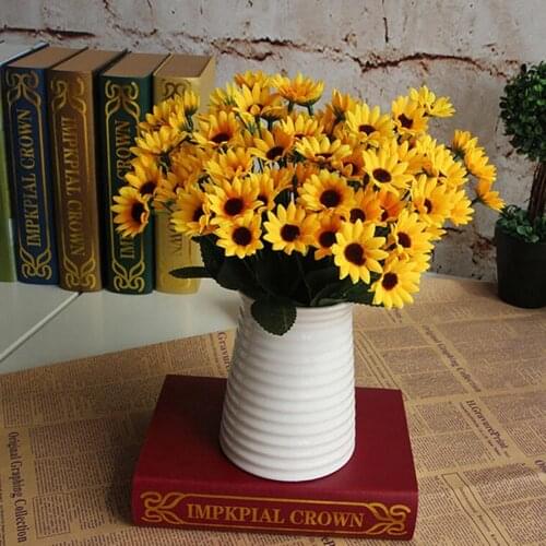 1 Bouquet 15 Heads 7 Branches Artificial Faux Silk Sunflower Home Party Decor