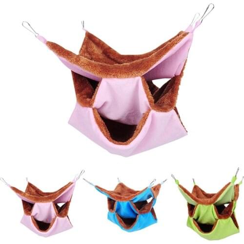 1pc Hamster Hanging Bed Nest 3 Layer Warm Small Animal Cage Hammock Hamster Hammock For Winter Pet Supplies
