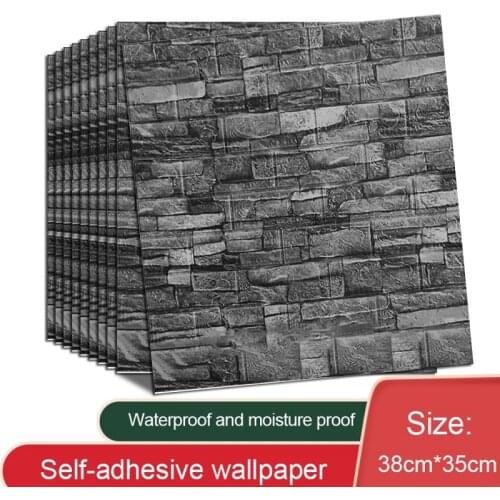 10pcs 38*35cm 3D Wall Sticker Imitation Brick Bedroom Decor Waterproof Self-adhesive Wallpaper For Living Room TV Backdrop Decor