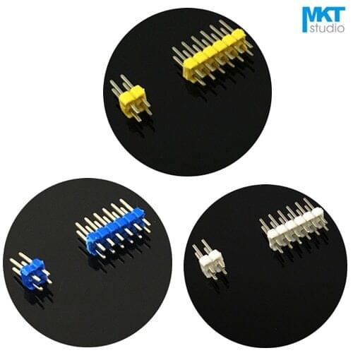 100Pcs 5 Color 2.54mm Pitch Double Row PTH Male Pin Header Strip For Arduino 2x16P 2x17P 2x18P 2x19P 2x20P