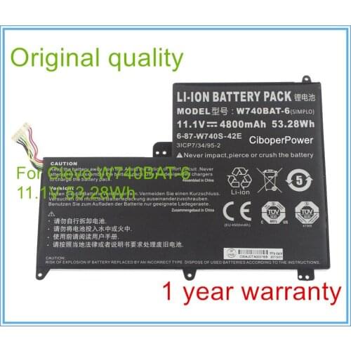 11.1V 4800mAh 53.28Wh Original Battery for W740BAT-6 6-87-W740S-42E 3ICP7/34/95-2 S413 W740SU X411