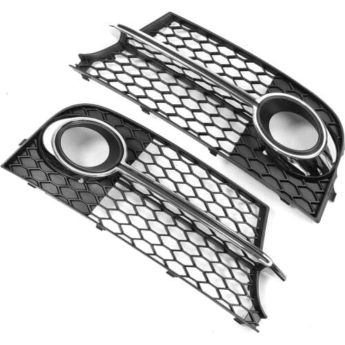 2PCS Car Hex Front Fog Light Grill Lamp Grille Cover Case For Audi TT MK2 S-LINE TTS 2011-2014 8J0807681KT94 8J0807682KT94 Black