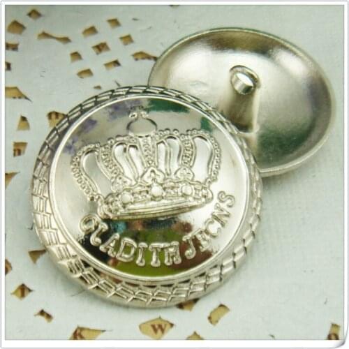 20Pcs/Lot 18/23mm Beatiful Silver Crown Sparkly Button Round Bulk Buttons for Overcoat/Sweater Shank Accessories Pattern Button