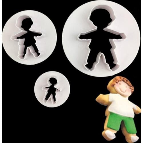 3PCS Little Boy Biscuit Cutter Kitchen Cake Tool Pastry Mold
