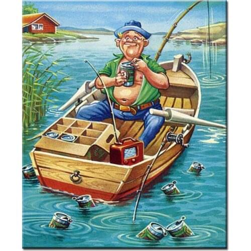 5D DIY diamond painting square boat fishing full square/round rhinestone mosaic embroidery picture storage box for sale
