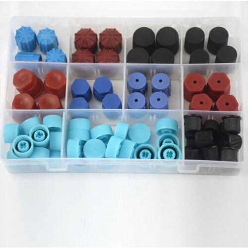 77Pcs/Box A/C R134A R12 High Low Side Valve Core Service Port Dust Cap Set