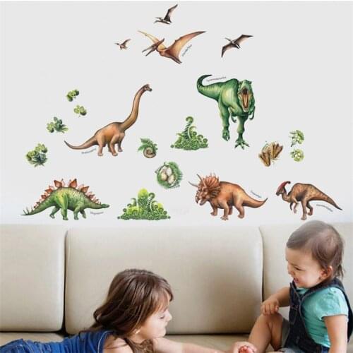 BalleenShiny New Dinosaur World Creative Wall Stickers for Baby Kids Room Decor Living Room Childrens Room Decoration Stickers
