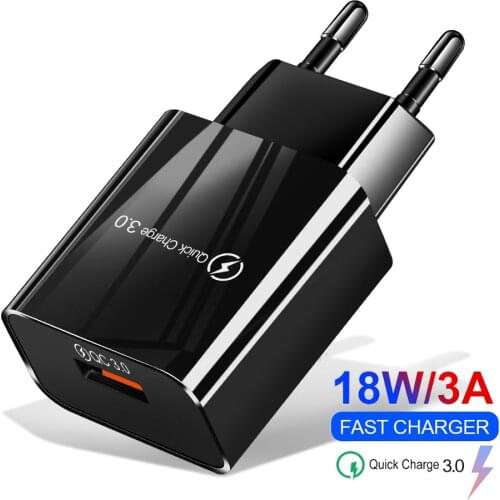 18W quick charger 3.0 fast USB wall Charger For iPhone 678 XS mas Samsung S9 S10 Fast Charger Protable Mobile Phone Charger