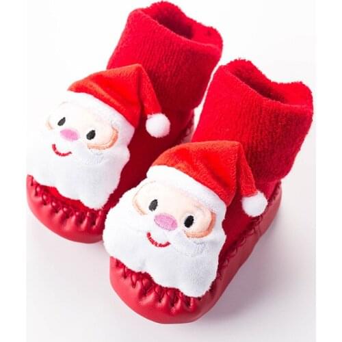 0-14 Months Autumn Winter Terry Thick 3D Cartoon Baby Shoes Christmas Baby Boys Girls Socks Non Slip Toddler Floor Socks KF677