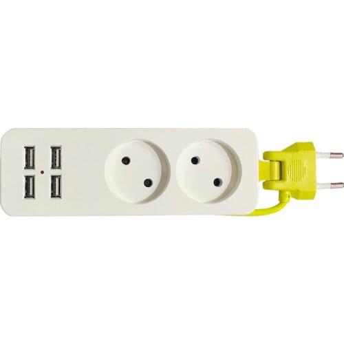 EU Plug Travel Power Strip Portable Extension Socket Outlet with 4 USB Wall Charger Smart Desktop Socket