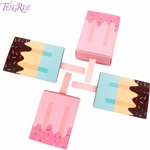 FENGRISE 10pcs Popsicle Shape Candy Box Baby Shower Favors Ice Cream Paper Gift Box Kids Party Favor Box Birthday Party Supplies
