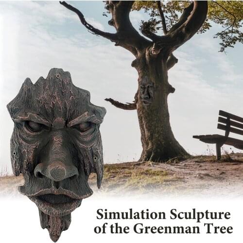Greenman Tree Sculpture The Spirit Of Nottingham Wood Resin Crafts Pendant Tree Face Simulation Human Face Garden Decoration