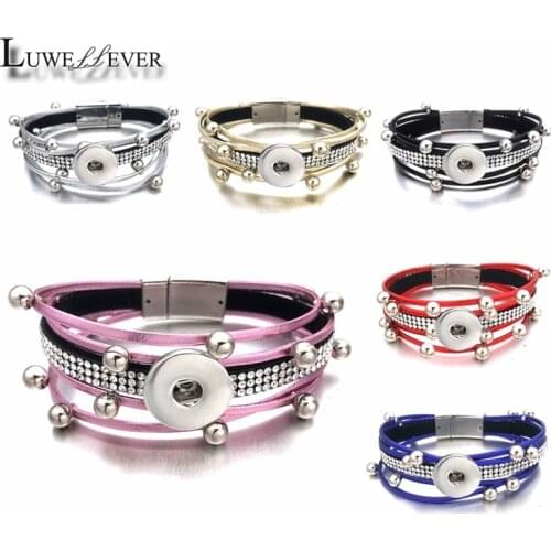 Hot Crystal Magnent 314 Rhinestones Velvet Really Leather Bangle Fit 18mm Snap Button Jewelry Charm Bracelet For Women Gift