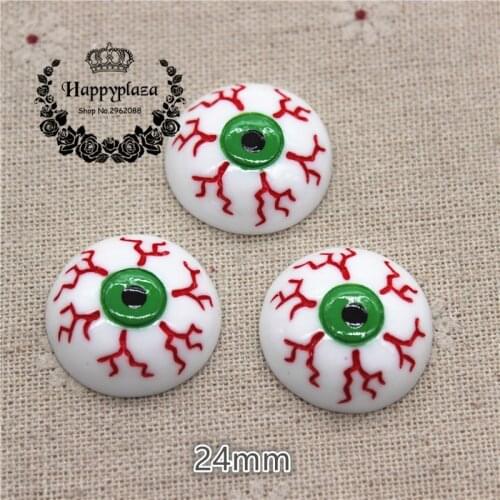 10pcs Resin Halloween Evil Eyeball Flatback Cabochon Miniature Art Supply Decoration Charm Craft DIY,24mm