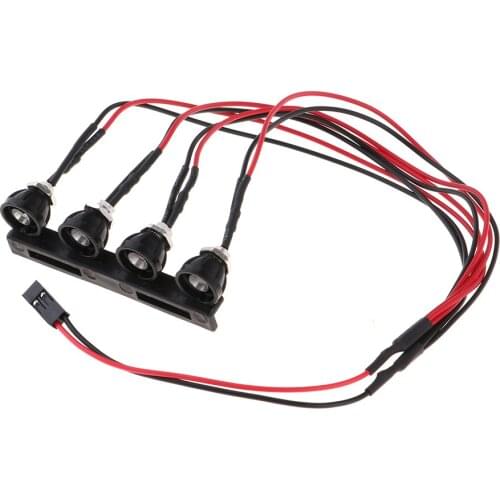 Red Headlights 4 LED Light Set with Base For WPL C14 C24 Model RC Cars Truck Parts & Accs DIY Kit Toys