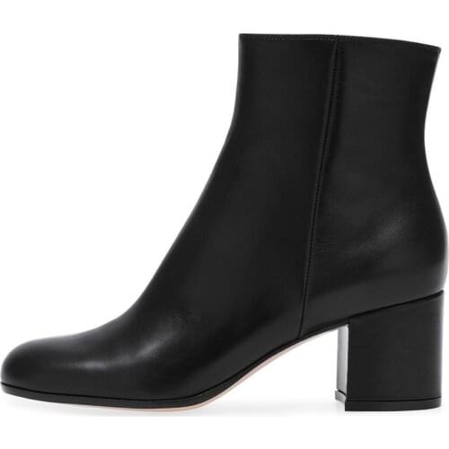 Leather Boots Women PU Pointed Toe Low Heel Ankle Boots Thick Square Heel Zip Western Boots Cowboy Boots Women Snow Boots