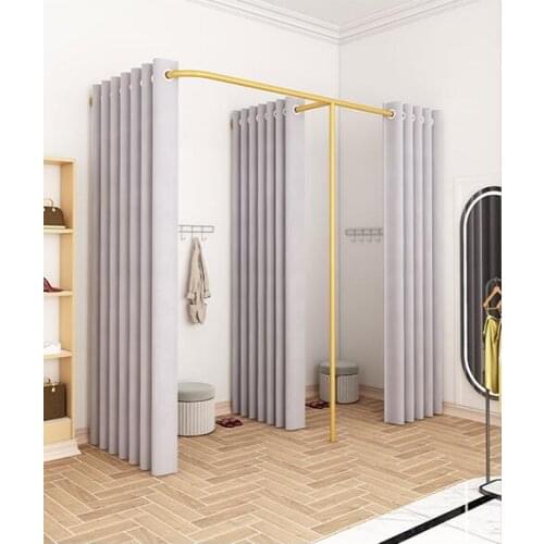 Clothing store F-shaped fitting room track simple dressing room partition curtain men and women dressing room nano gold