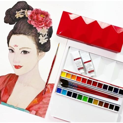 Heavy enamel, dustproof and moisturizing solid watercolor palette 24 grid portable art paint empty box For art supplies