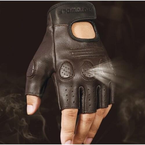 Motorcycle Gloves Winter&Summer Motocross Protective Gear Touch Screen Gloves Real Sheepskin Gloves Bike Car Half Finger Gloves
