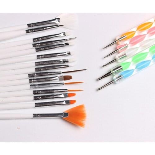 20pcs Nail Art Design Set Dotting Painting Drawing Polish Brush Pen Tools Nail Brushes for UV Nail Gel Polish Draw Pen Tools