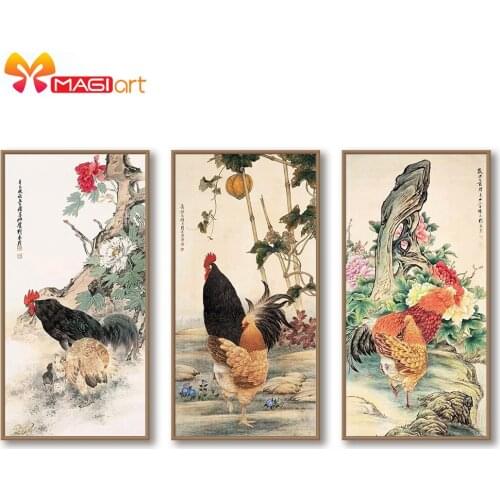 Cross stitch kits Embroidery needlework sets 11CT water soluble canvas patterns 14CT Animal style cock -NCMA145