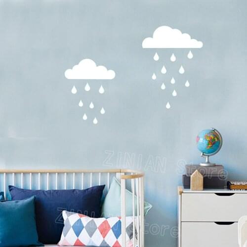 Rain Clouds Wall Decal Cloud Stickers Rain Drop Baby Nursery Wall Sticker for Kids Rooms Home Modern Decorate Living Room Z360